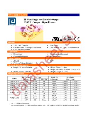 PSA25L-201-R AND DATA SHEETS datasheet  